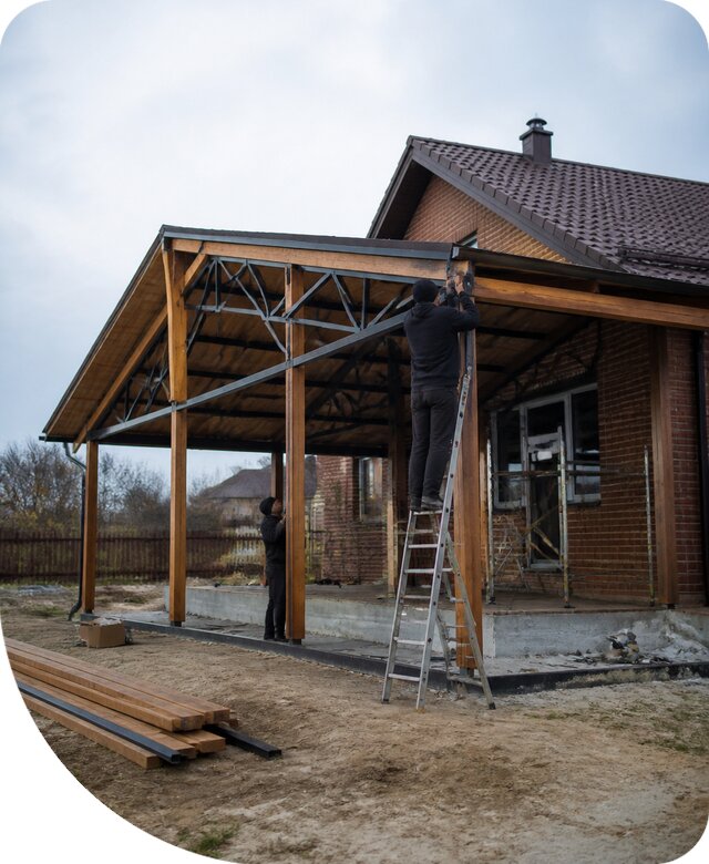 Пристройка навеса к дому и участку в Вязниках под ключ